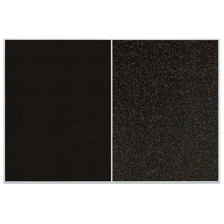 United Visual Products Sliding Door Indoor Enclosed Corkboard, 9 UV9011ACSH-BLACK-RUBBER
